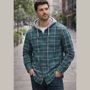 Katin Teal and Gray Flannel Shacket